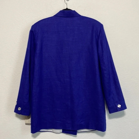 International Scene NWT Blue Pure Linen Double Breasted Blazer Size 13/14 - Picture 6 of 9